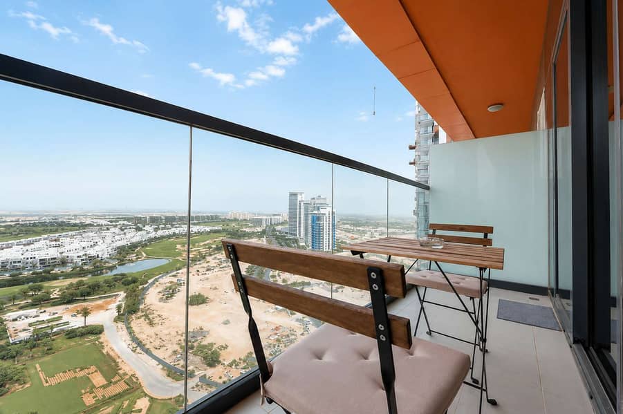 9 Damac Hills 1BR Apartment with Pool & Balcony