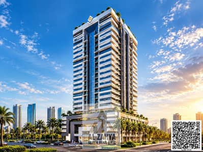 1 Bedroom Flat for Sale in Al Amerah, Ajman - Golden Emblem Tower in a Lush Cityscape. jpg 1 Bedroom Flat for Sale in Al Amerah, Ajman - Golden Emblem Tower in a Lush Cityscape. jpg