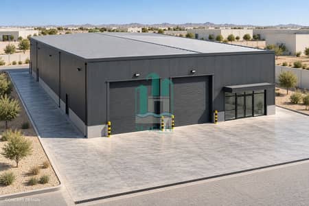 Warehouse in affitto a Dubai Investments Park (DIP), Dubai - Charcoal steel warehouse aerial view-20. png