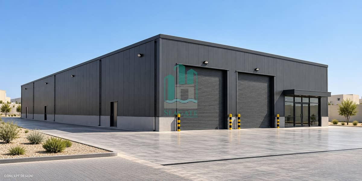 3 Charcoal steel warehouse exterior side elevation-10. png