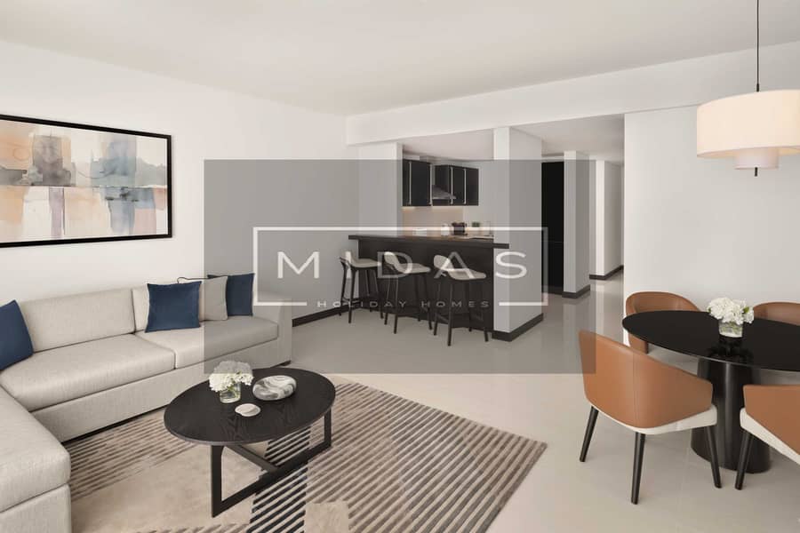2 Two-Bedroom Apartment - Living + Dining + Kitchen. JPG