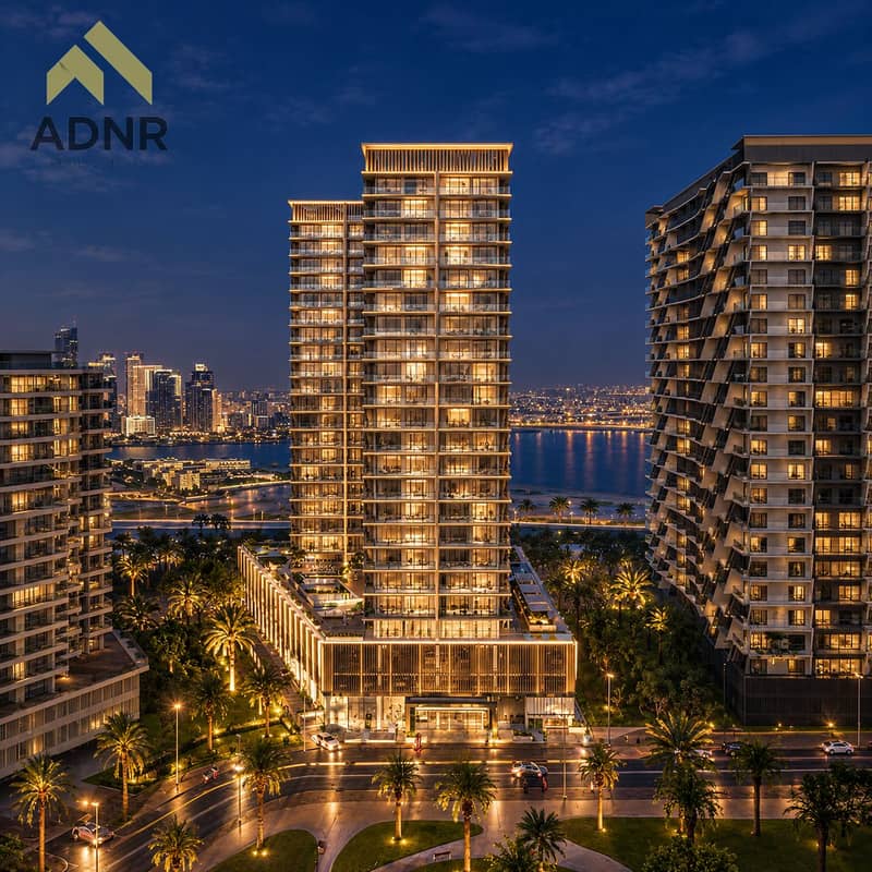 Luxury Waterfront Skyline at Night. png Luxury Waterfront Skyline at Night. png
