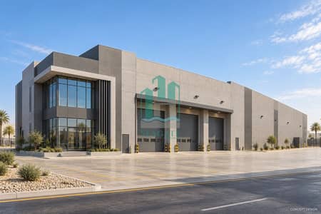 Warehouse in affitto a Dubai Investments Park (DIP), Dubai - Grey concrete warehouse side elevation-18. png