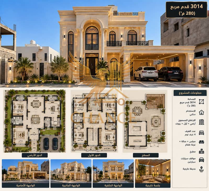 4 Luxury Villa Architectural Presentation Board. png