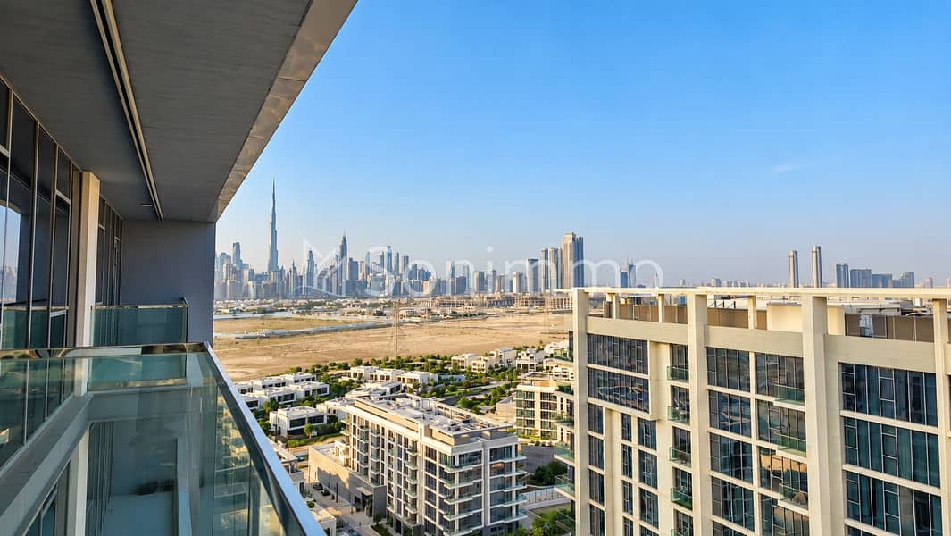 Dubai Skyline from a Modern Balcony. png Dubai Skyline from a Modern Balcony. png