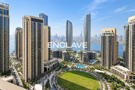 1 Bedroom Flat for Rent in Dubai Creek Harbour, Dubai - High Rise Skyline and Partial Sea View 1 Bedroom Flat for Rent in Dubai Creek Harbour, Dubai - High Rise Skyline and Partial Sea View