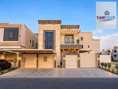 5 Schlafzimmer Villa zum Verkauf in Al Zahya, Ajman - Modern Luxury Villa at Dusk. png 5 Schlafzimmer Villa zum Verkauf in Al Zahya, Ajman - Modern Luxury Villa at Dusk. png