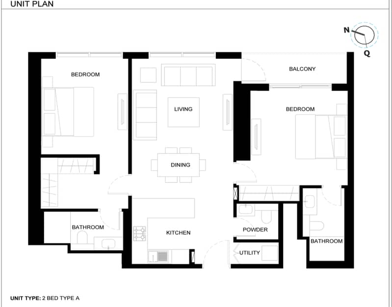 9 09_SobhaOne_E1009_Floor_Plan_2Bed_TypeA. png