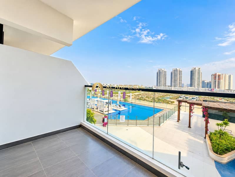 Modern Waterfront Balcony Overlooking Pool and Skyline. jpeg Modern Waterfront Balcony Overlooking Pool and Skyline. jpeg