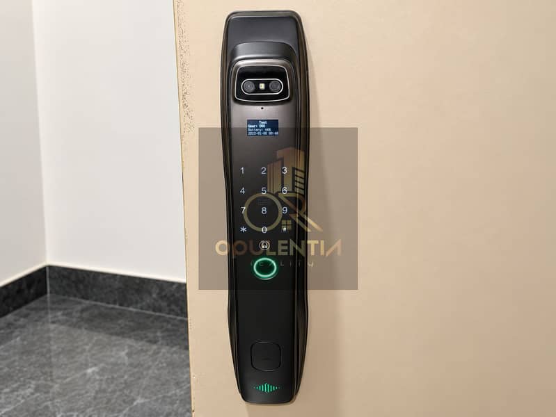 9 Modern Smart Lock on Beige Door. png