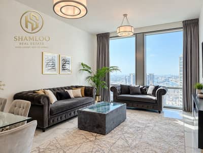 2 habitaciones Apartamento para en Alquiler en Business Bay, Dubai - Sunlit Luxury Living Room with City Views. png 2 habitaciones Apartamento para en Alquiler en Business Bay, Dubai - Sunlit Luxury Living Room with City Views. png