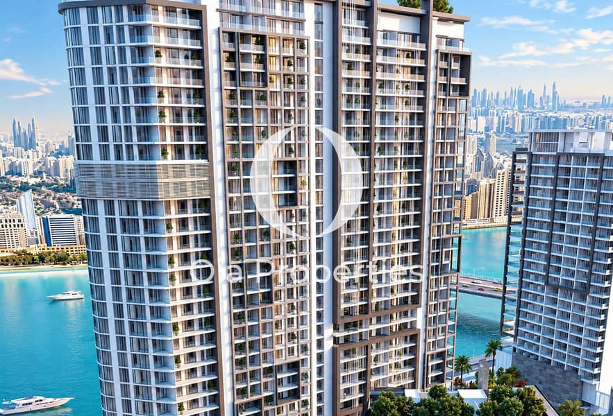 2 Modern Waterfront Towers Over Blue Bay. png