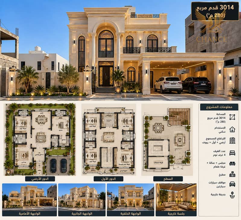 4 Luxury Villa Architectural Presentation Board. png
