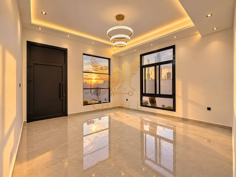 2 Golden Sunset in a Modern Empty Interior. png