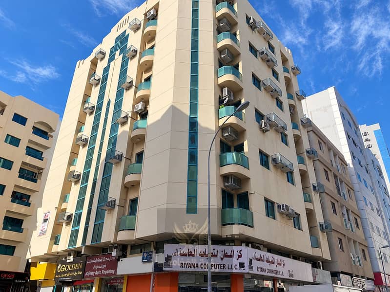 3 Sunlit Urban Corner with Teal Balconies. png