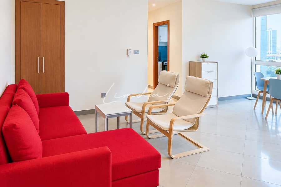 Modern Apartment Living Roomwith Red Sofa Modern Apartment Living Roomwith Red Sofa