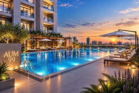 Studio zum Verkauf in Dubai Land Residence Complex (DLRC), Dubai - Luxury Pool Terrace at Twilight. png Studio zum Verkauf in Dubai Land Residence Complex (DLRC), Dubai - Luxury Pool Terrace at Twilight. png