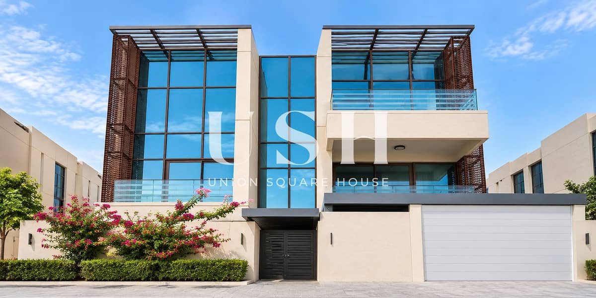 Symmetrical Modern Glass Villa Facade. png Symmetrical Modern Glass Villa Facade. png