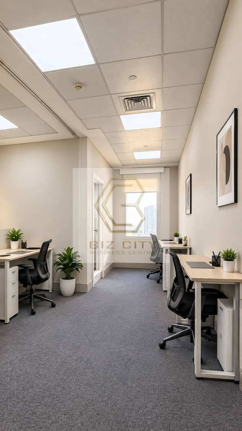 2 Modern Minimal Four-Desk Office. png