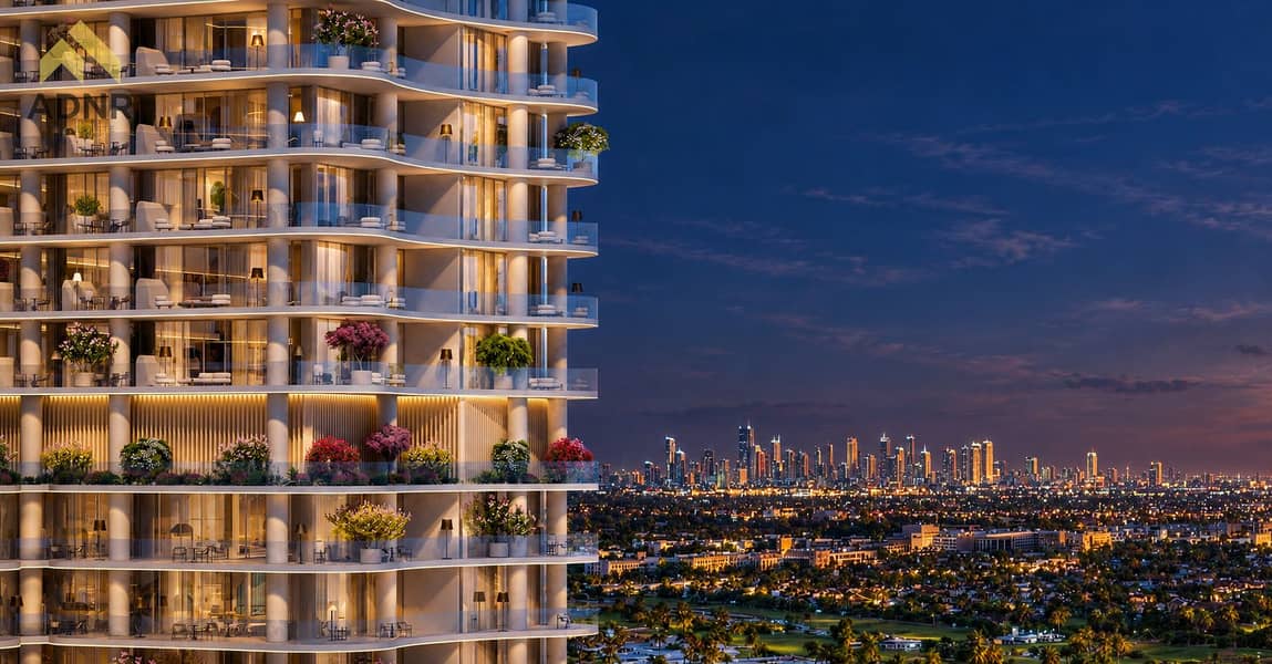 2 Luxury Tower Overlooking Dubai at Night. png
