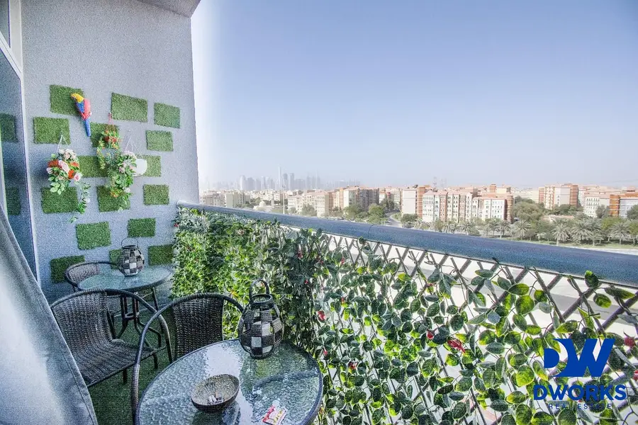Furnished 2BR Apartment | 5th Avenue Al Furjan | Balcony & City View