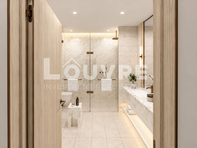 11 Modern Spa Bathroom with Marble and Bronze Accents. png