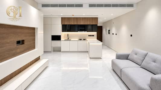 Appartement de 1 chambre à à louer à Dubai Science Park, Dubai - Minimalist Open-Plan Kitchen and Living Room. png
