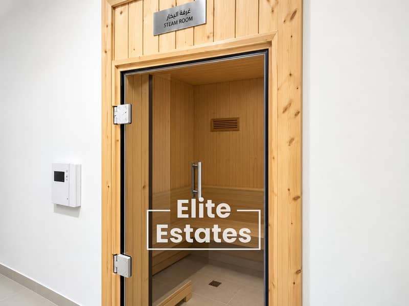 19 Modern Steam Room Entrance with Wood-Framed Glass Door. png
