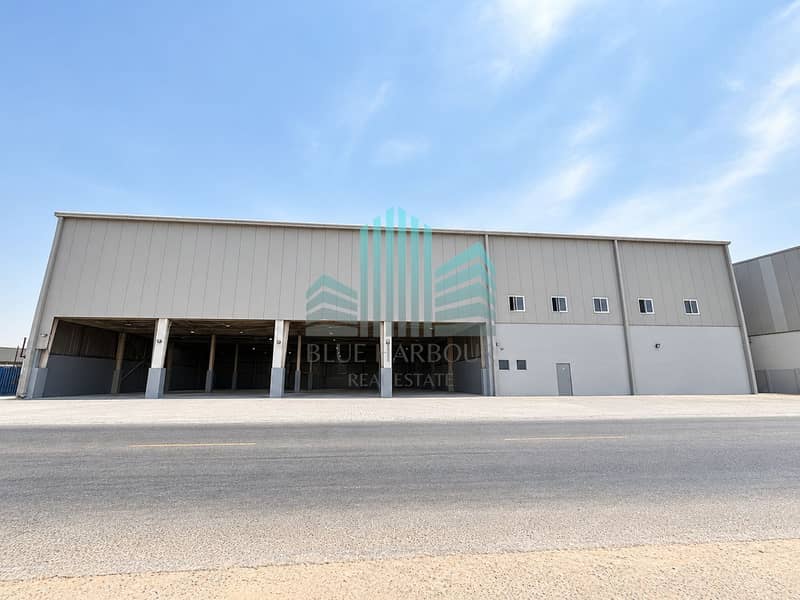 Modern Warehouse Facade with Open Loading Bays. png Modern Warehouse Facade with Open Loading Bays. png