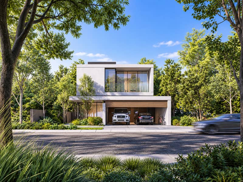 3 Modern Villa Framed by Lush Greenery. png