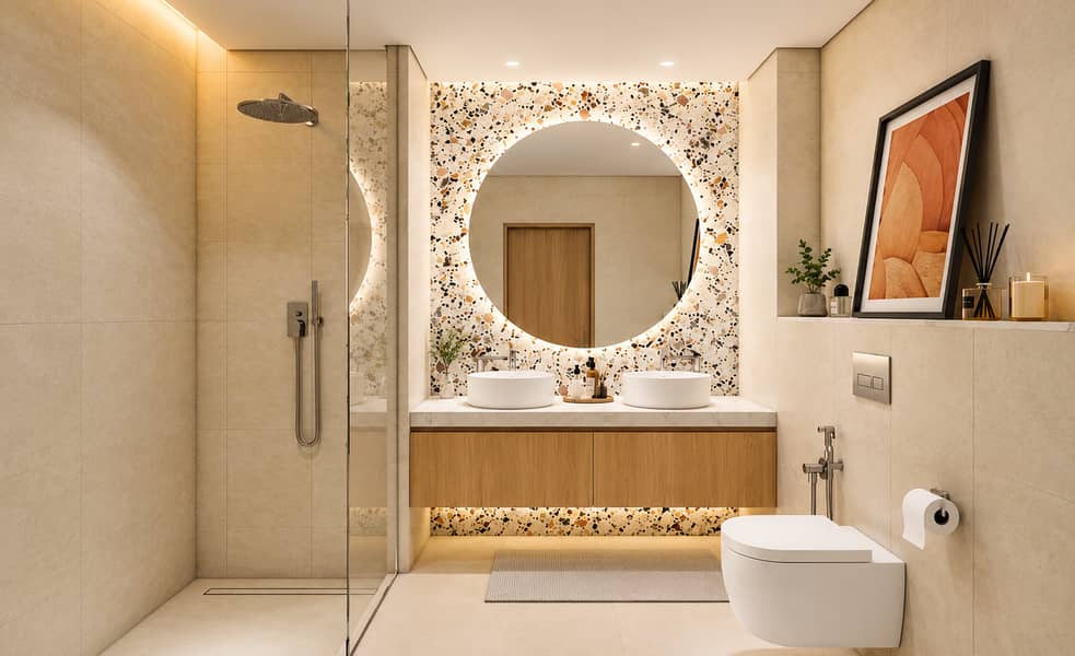 5 Warm Minimalist Terrazzo Bathroom. png