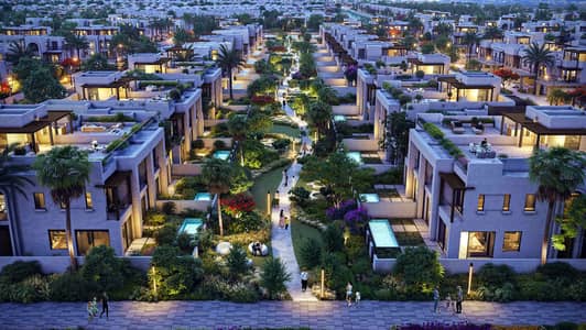 5 Schlafzimmer Townhouse zum Verkauf in Dubai South, Dubai - 22_Villa_Green_Corridor_Dusk. jpg