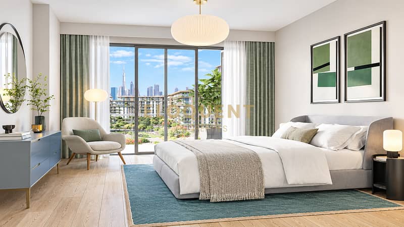 3 Modern Sage-Toned Bedroom with City Views. png