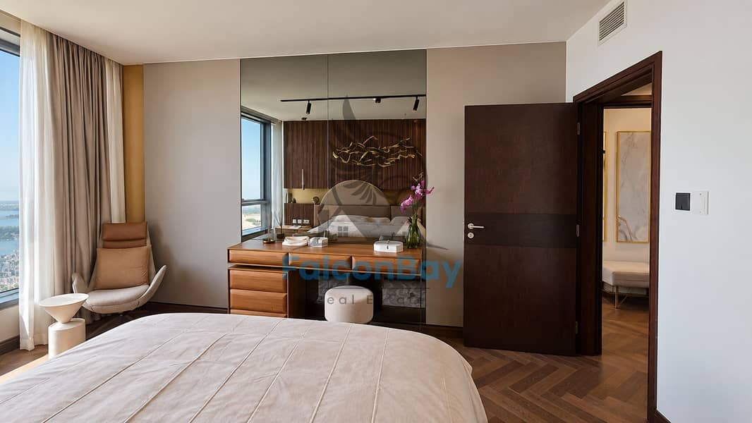 4 Modern Bedroom with Vanity and City View. png