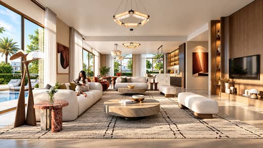 فیلا 5 غرف نوم للبيع في ذا فالي من اعمار، دبي - Sunlit Resort-Style Luxury Living Room. png
