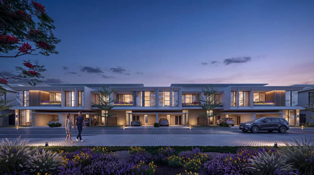 8 Townhouse_6Plex Type B_Front Dusk View_8K. png