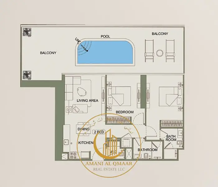 Royal Suit 2BR Apartment | Private Pool Balcony | Biggest Layout in Binghatti Vintage Majan