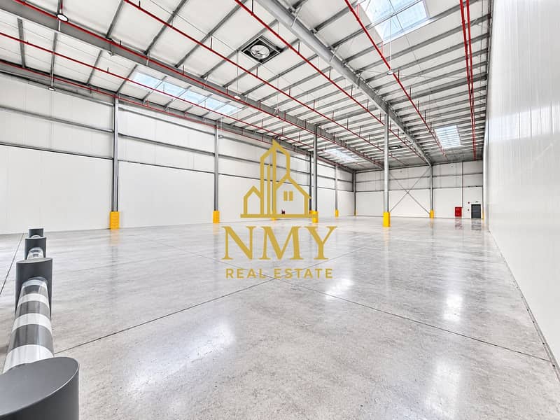 2 Bright Empty Industrial Warehouse Interior. png