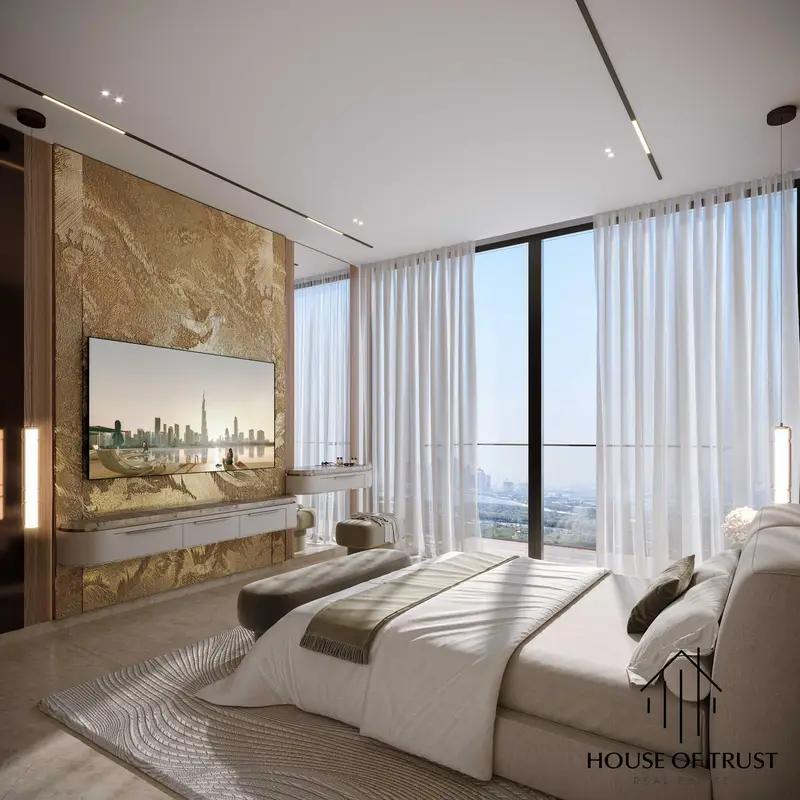 Binghatti Luxuria | Furnished 1BR + Study | Pool & Skyline Views