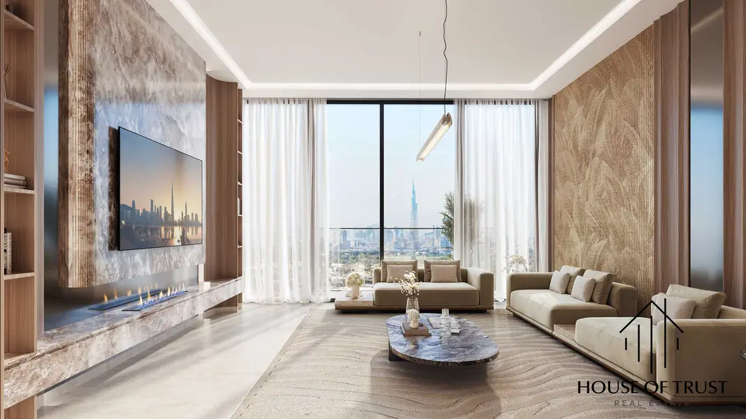 Binghatti Luxuria | Furnished 1BR + Study | Pool & Skyline Views