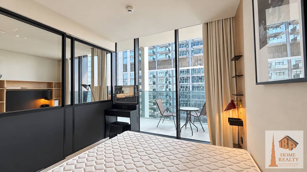 6 Bright modern bedroom with balcony view. png