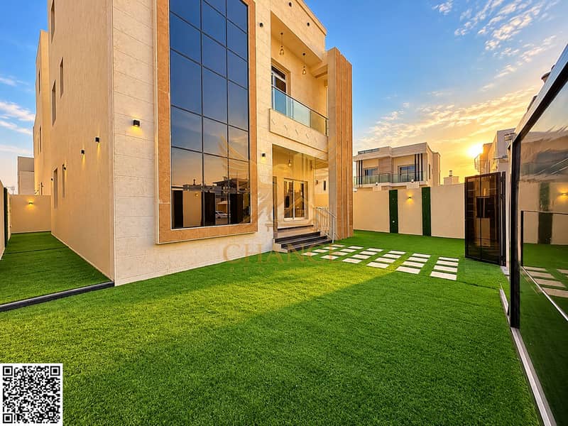 3 Golden Hour Modern Villa Courtyard. png