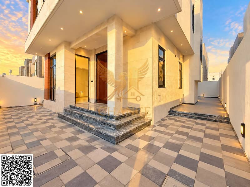 2 Golden-Hour Modern Villa Entrance. png