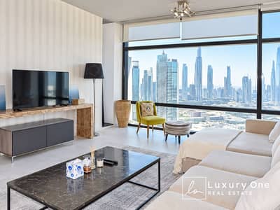 1 Bedroom Apartment for Rent in DIFC, Dubai - Modern Luxury Living Room with Skyline Views. png 1 Bedroom Apartment for Rent in DIFC, Dubai - Modern Luxury Living Room with Skyline Views. png
