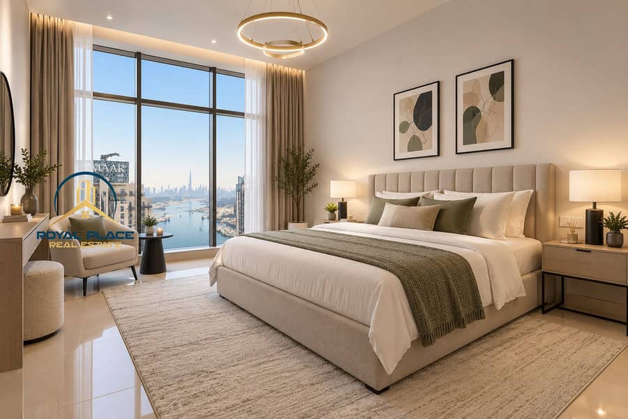 Luxury Bedroom with Dubai Skyline Views. png Luxury Bedroom with Dubai Skyline Views. png