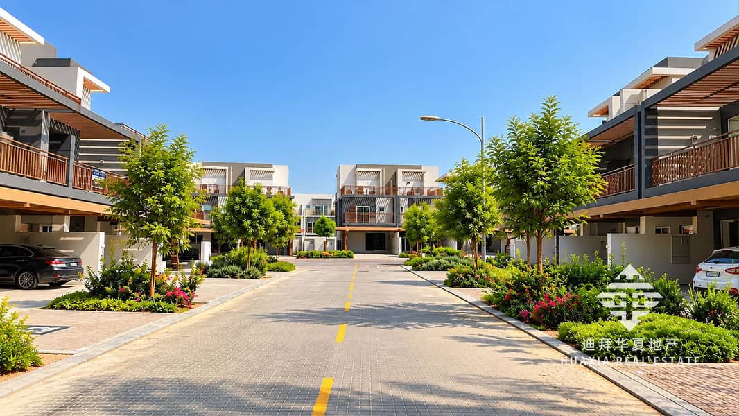 15 Sunlit Modern Townhouse Community Street. png