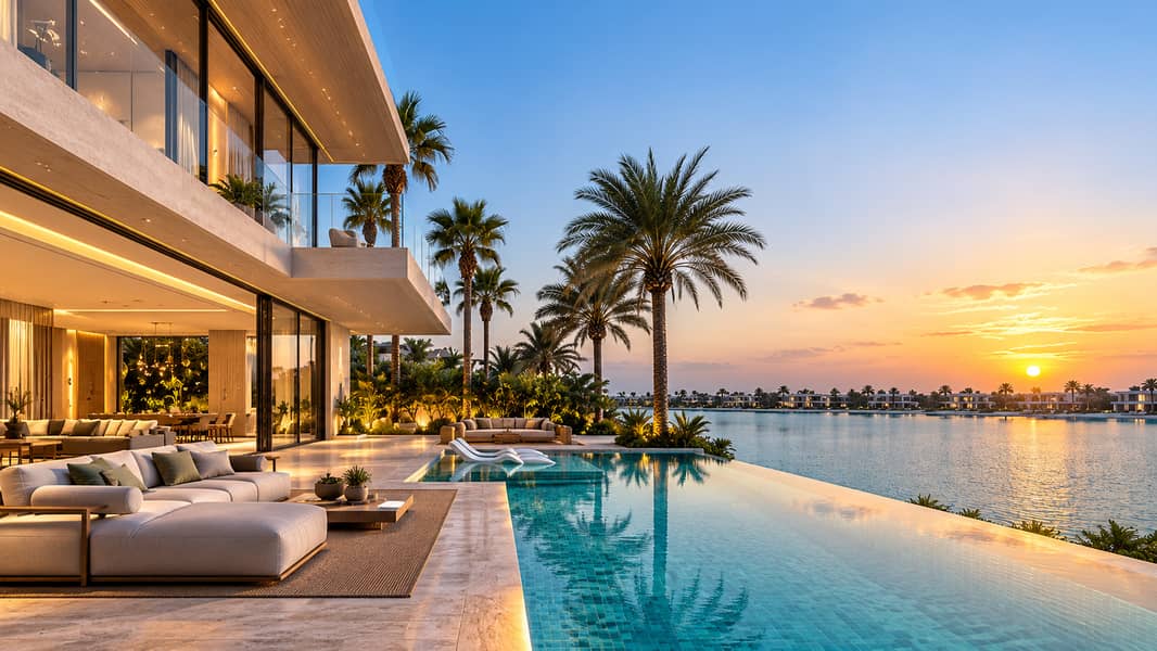 Luxury Waterfront Villa at Sunset. png Luxury Waterfront Villa at Sunset. png