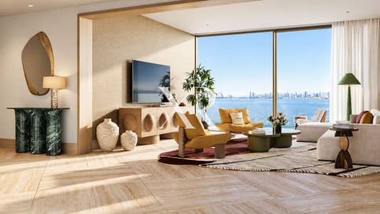 海洋社区， 迪拜 4 卧室公寓待售 - Sunlit Coastal Modern Living Room (1). png