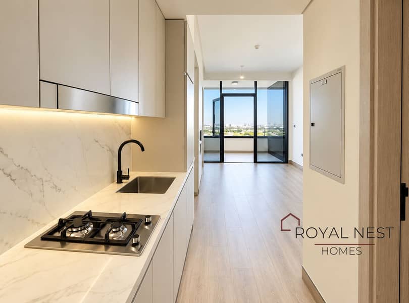 6 Modern Galley Kitchen with Skyline View. png