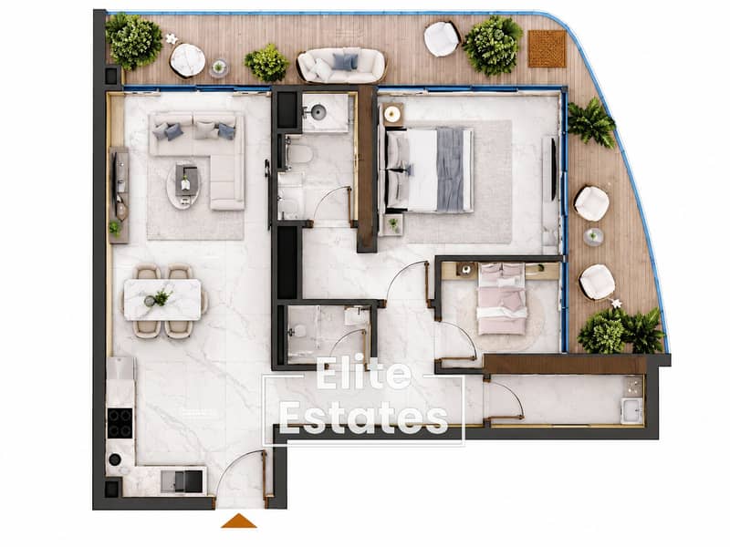 3 Modern Apartment Floor Plan with Wraparound Terrace. png